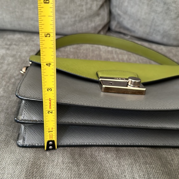 PRADA Authentic 
Saffiano Lux Bi-Color Sound Shoulder Bag Mercurio Edera - Picture 6 of 6